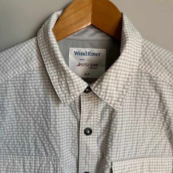 WindRiver No Fly Zone Lined Outdoor Button Up Shirt Roll-Tab Sleeves Beige Small - Picture 3 of 16